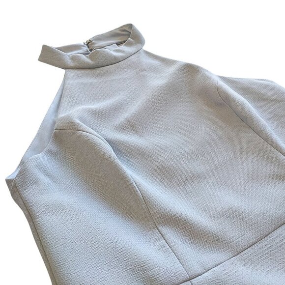 NWT BHLDN Serephina Gray Halter Open-Back Side-Slit Stretch Crepe Maxi Gown Size - Picture 4 of 8